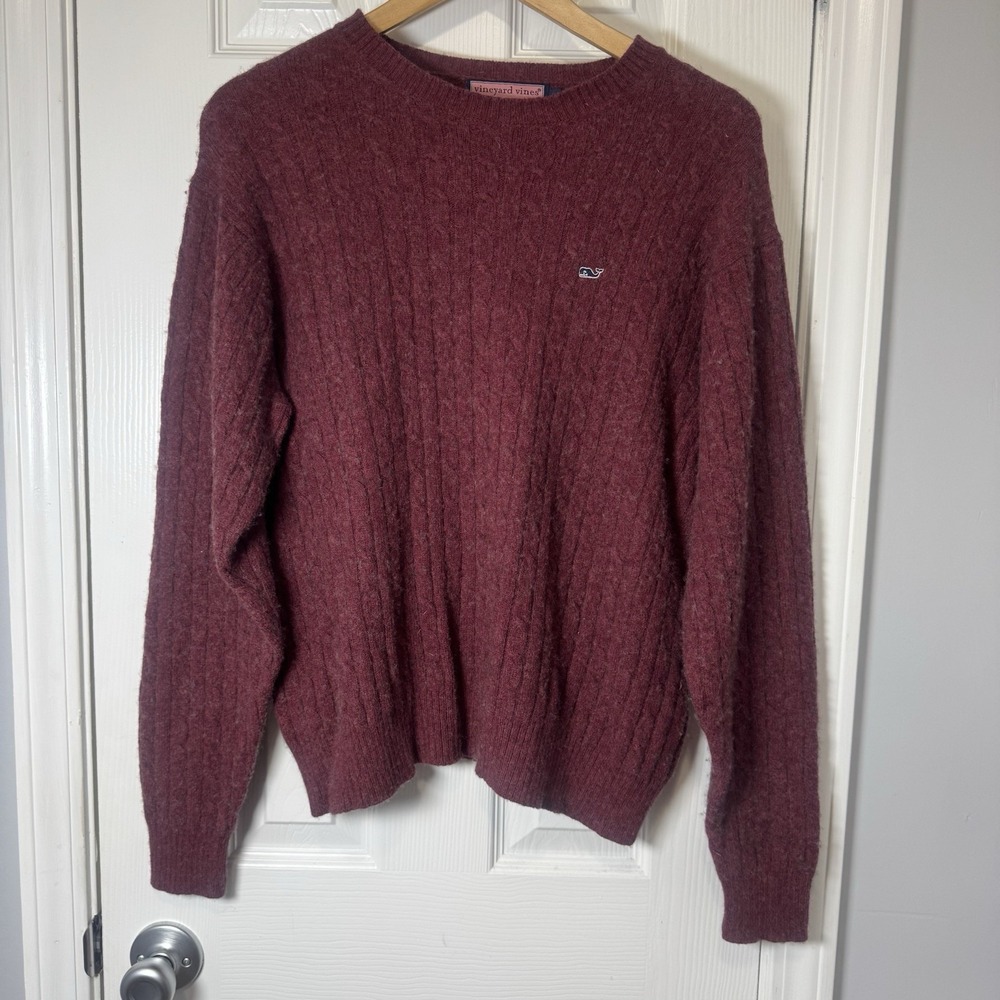 Vineyard Vines Maroon Wool Blend Sweater Size Medium‎ Mens Vintage